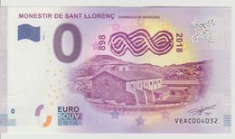 Billet Touristique 0 Euro Souvenir Espagne - Monestir De Sant Llorenç 2018-1 N°VEAC004032 - Privéproeven