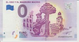 Billet Touristique 0 Euro Souvenir Espagne - El Oso Y El Madrono Madrid 2018-1 N°VEAW000295 - Privéproeven