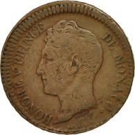 Monnaie, Monaco, Honore V, Decime, 1838, Monaco, TB+, Cuivre, Gadoury:MC105 - 1819-1922 Honoré V, Charles III, Albert I