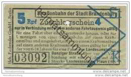 Fahrkarte - Stadt Brandenburg - Strassenbahn Der Stadt Brandenburg - Zuschlagschein - Fahrschein 5Rpf. - Europa