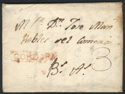 223 ARGENTINA: Folded Cover With Letter Included, Sent From CÓRDOBA To Buenos Aires On 16/AU/1817, Red Straightline 'COR - Other & Unclassified