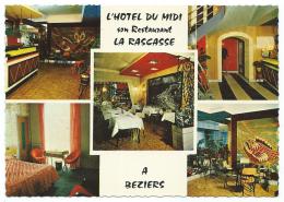 CPSM BEZIERS, L'HOTEL DU MIDI, SON RESTAURANT LA RASCASSE, HERAULT 34 - Beziers