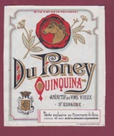 150718 - étiquette ALCOOL Apéritif - QUINQUINA DU PONEY  C & Co - Toulouse ? Cheval écusson - Cavalli