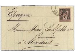 1898 FRANCIA. 1887 (July 21). Entire Letter From BORDEAUX To MADRID Franked By Type Sage <B>25c.</B> Black On Rose. Adhe - Sonstige & Ohne Zuordnung