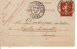 1910 - Carte Lettre - Obl Recette De Sailly-Laurette Pour Sally-Laurette - Tp Semeuse 10ct (n°135) - Date émission 015 - Cartes-lettres