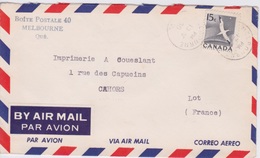 1958 - CANADA - ENVELOPPE PAR AVION AIR MAIL - BOITE POSTALE 40 MELBOURNE QUEBEC - Covers & Documents