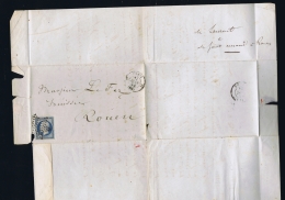 France Lettre Complete Yv 10 Obliteration étoile , 1854 Paris -> Rouan - 1852 Luigi-Napoleone