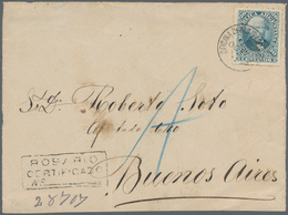 00560 Argentinien: 1878 20c. Blue Rouletted, Used As SINGLE FRANKING On Part REGISTERED COVER (front Only) - Sonstige & Ohne Zuordnung