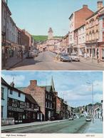 TWO WELSHPOOL POSTCARDS HIGH STREET AND BROAD STREET - 1970's Showing MORRIS MINOR - BEDFORD VAN ETC - Montgomeryshire