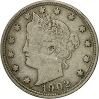 Monnaie, États-Unis, Liberty Nickel, 5 Cents, 1902, U.S. Mint, Philadelphie - 1883-1913: Liberty