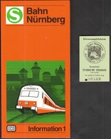 Germany Nurnberg 1983 / S Bahn / Metro / Subway / Trains / Railway / Ticket + Plan / First Ride - Europa