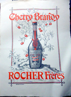 38 ISERE CHERRY BRANDY ROCHER FRERES GRANDE PUBLICITE ANCIENNE GRAVEE PAR STERN  TRES BEL ETAT  64 X 50 CM - Alcohols