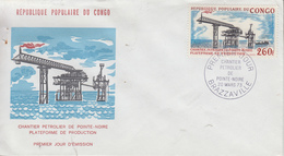 Enveloppe  FDC  1er  Jour   CONGO    Chantier  Pétrolier  De  POINTE  NOIRE    1973 - FDC