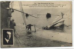 1 Cpa L'aéroplane H. Latham, Après Sa Chute Dans La Manche Le 18 Juillet 1909 - Unfälle