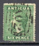 Antigua QV 1863-7 6d Green, Wmk. Small Star, Used, SG 8 - 1858-1960 Kolonie Van De Kroon