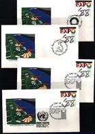 Australia 1988 World Expo Brisbane 4 Covers With Different Postmarks - Storia Postale
