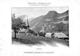 Lungern - Obwald - Simili-gravure En Cuivre Montbaron, Gautschi & C, - Neuchâtel - Suisse  ( Papier ~ 25 X 18 Cm) - Otros Planes