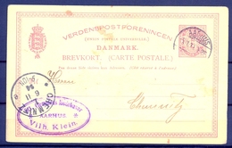 1894 , DINAMARCA , ENTERO POSTAL CIRCULADO , AARHUS - CHEMNITZ , LLEGADA - Lettres & Documents