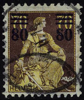 Oblitéré N° 148a, 80 Sur 70 Brun Sur Jaune, Variété 8 Cassé, Cat. Suisse 650 FS - Sonstige & Ohne Zuordnung