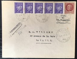 France ILOT DE SAINT NAZAIRE / POCHE DE L'ATLANTIQUE - 1945 - ENVELOPPE RECOMMANDEE Du Pouliguen - War Stamps