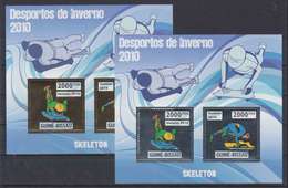 GUINEE BISSAU GUINE 2010 - WINTER OLYMPIC SPORT GAMES VANCOUVER CANADA -  SKELETON - GOLD + SILVER - RARE MNH - Winter 2010: Vancouver