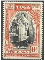 Tonga - 1944 Queen Salote 6d MH *  SG 86   Sc 85 - Tonga (...-1970)