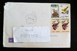 LETTRE ROUMANIE ROMANIA ROMANA YT 4070a 4074 ET 4376 OISEAU BIRD LORIOT ETOURNEAU ROSELIN EGLISE CALINESTI - Briefe U. Dokumente