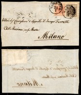 20017 ANTICHI STATI - LOMBARDO VENETO - 15 Cent (6) + 30 Cent (9b) – Frontespizio Di Lettera Da Venezia A Milano - Andere & Zonder Classificatie