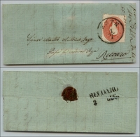 20053 ANTICHI STATI - LOMBARDO VENETO - Este 1.7.62 - 5 Soldi Rosso (33) Isolato Su Letterina Con Carta Filigranata Per  - Andere & Zonder Classificatie