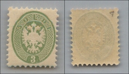 20060 ANTICHI STATI - LOMBARDO VENETO - 1864 - 3 Soldi Verde (42) - Gomma Integra - Splendido (200) - Andere & Zonder Classificatie