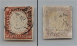 20310 ANTICHI STATI - SARDEGNA - 1859 - 40 Cent Vermiglio Mattone (16Ba) Usato (600) - Andere & Zonder Classificatie