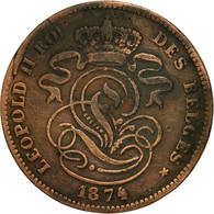 Monnaie, Belgique, Leopold II, 2 Centimes, 1874, TB, Cuivre, KM:35.1 - 2 Cents