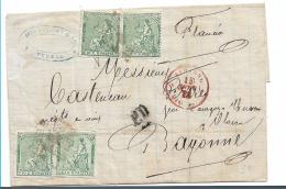 Spk113 /-/SPANIEN -  Allrgoriea Republica 1873, 10 C. (4 X) Nach Frankreich - Lettres & Documents