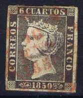 Spain Nr 1   Obl./Gestempelt/used  1850 Wide Borders, Red Date Cancel RR - Oblitérés