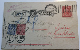 Norway Postage Due Stamps 1905 Wood Ppc „SUBJECT TO LETTER RATES“  From USA ROCHESTER N.H  (cover Machine Cancel UPU - Brieven En Documenten