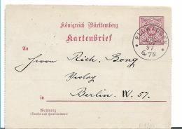 WTB217 / WÜRTTEMBERG -  Michel Nr. K1/03 Ellwangen 1897 - Entiers Postaux