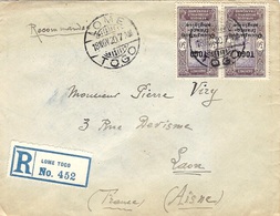 1920- Enveloppe RECC. De LOME  Affr. Paire Y & T N°92   Voie Anglaise Par Gold Coast  Et Londres - Covers & Documents