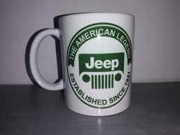 TASSE Ceramique MUG COFFEE WW2 4x4 JEEP WILLYS MILITARIA AMERICAN LEGEND CALANDRE Vert - Voertuigen