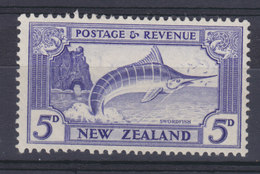 New Zealand 1935 Mi. 196A   5p. Gestreifter Marlin Fische Swordfish, MH* - Ongebruikt