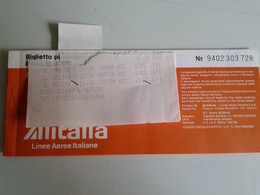 Alt1055 Alitalia Airways Billets Avion Ticket Biglietto Aereo Vintage Old 1985 Airport Flight Torino Napoli Roma - Europa