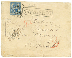 495 1900 15c SAGE Obl. Cachet Anglais ADEN + PAQUEBOT + T Sur Env(defauts) Pour MARSEILLE. RARE. TB. - 1876-1878 Sage (Type I)