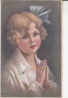 72438- E. FRANK- GYRL PRAYING, SIGNED ILLUSTRATION - Frank, Elly