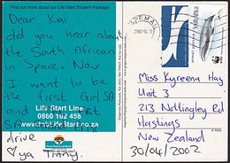 SOUTH AFRICA - NEW ZEALAND WWF WHALE POSTCARD RATE 2002 - Briefe U. Dokumente