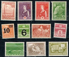 LOTE DE 11 SELLOS NUEVOS DE DINAMARCA,** - Unused Stamps