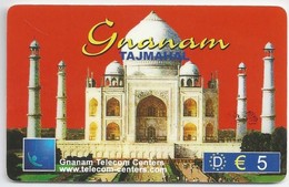 DE.- INTERNATIONAL PHONECARD. Serie 0612. GNANAM. TAJMAHAL. VECTONE TELECOM CENTERS. D € 5. - Cellulari, Carte Prepagate E Ricariche