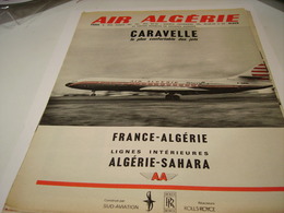 ANCIENNE PUBLICITE AIR ALGERIE AVEC CARAVELLE 1963 - Publicités