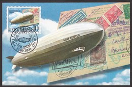 Yugoslavia 2000 Stamp Day, 100 Years Anniversary Zeppelin Post, Aircrafts, Maxi-card, CM - Brieven En Documenten