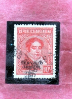 ARGENTINA 1938 1951 OFFICIAL STAMPS SERVICIO OFICIAL BERNARDINO RIVADAVIA CENT. 10 USATO USED OBLITERE' - Service