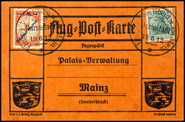 2408 1 M. Gelber Hund Auf Oranger Flugpostkarte Mit 5 Pfg. Germania Und Flugstempel Darmstadt 19.6.12 An Die Palais-Verw - Andere & Zonder Classificatie