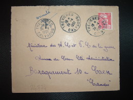 DEVANT TP M. DE GANDON 15F OBL.24-4 1951 TREVIERES CALVADOS (14) T De TAXE Annulée - 1859-1959 Lettres & Documents